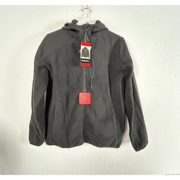 Reebok Men's Hybrid Softshell Fleece Hooded Jacket Medium Black Outerwear New